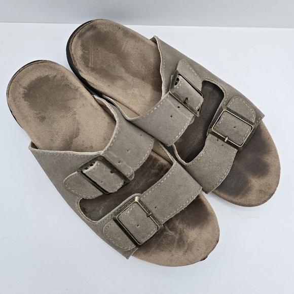 JSport | Boho tan brown leather strappy open toe slide sandals | WMS 6.5 - Picture 2 of 10